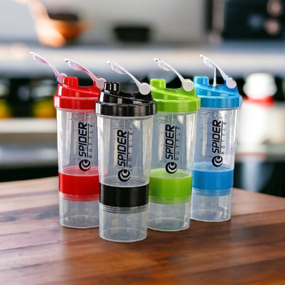 Protein Shaker 500ml Bottle with 3 Compartments - Ali Sports