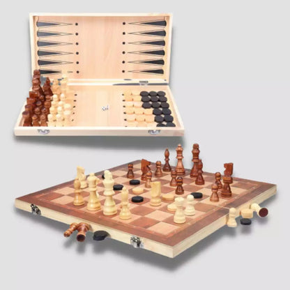 Wooden Chess Checkers Set - Ali Sports